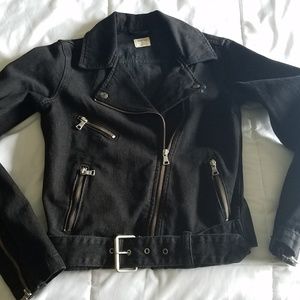 Edgy GAP Black Denim Moto Jacket